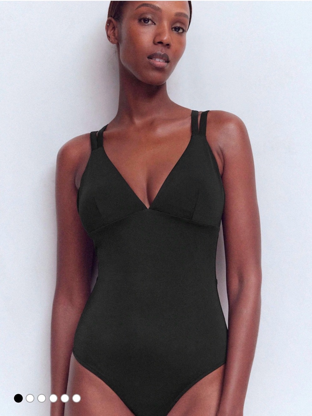 Boden Black V-Neck Shaping Bodysuit with Double Straps